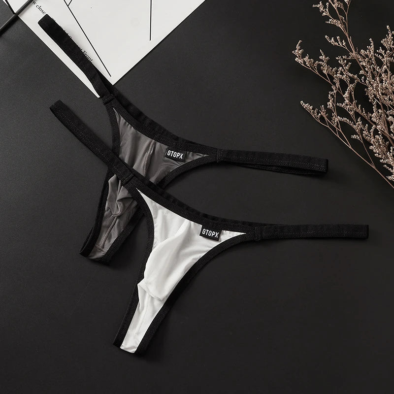 Men's Stylish Low-Rise Bikini T-Back Thong Underwear with Contoured Pouch