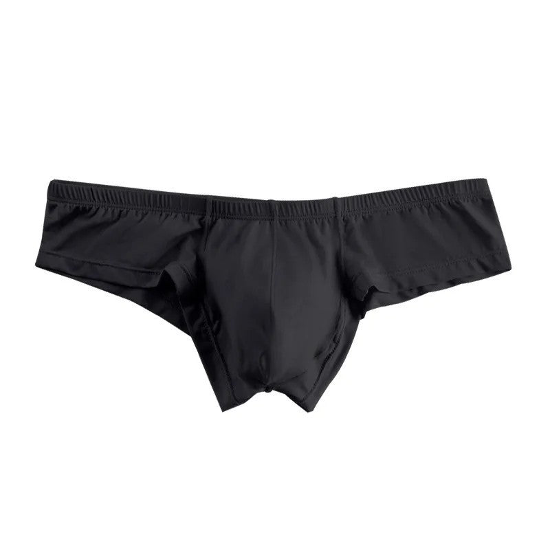 Men's Thin Low-Rise Stretch Comfortable Briefs Underwear with Contoured Pouch in Black