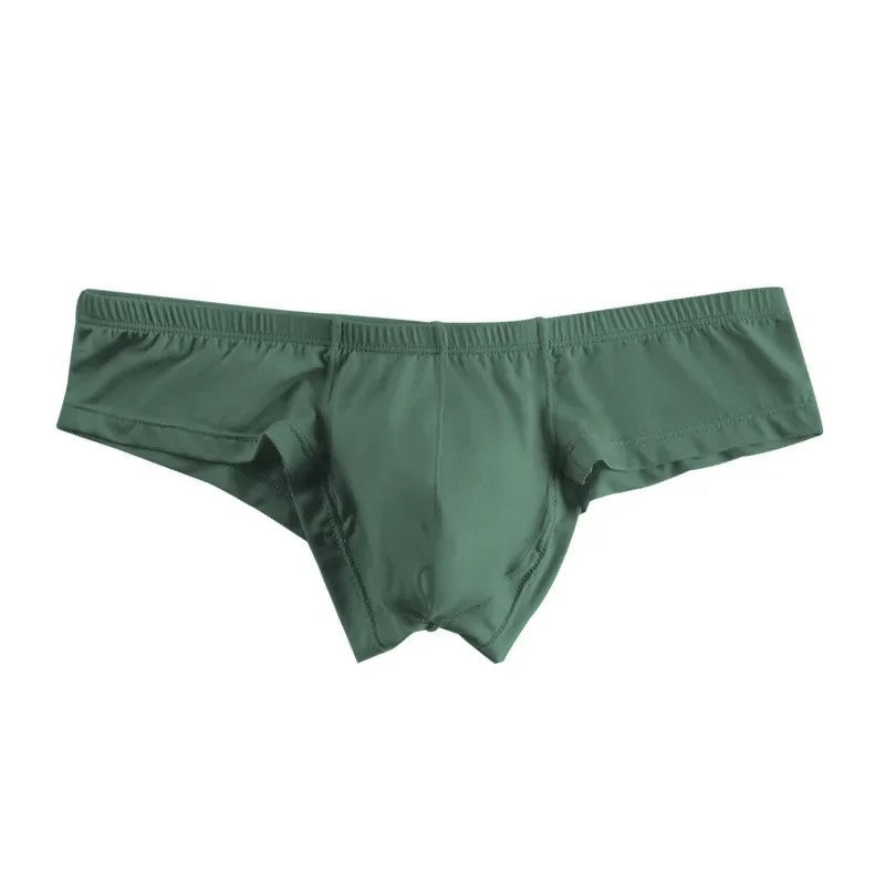 Men's Thin Low-Rise Stretch Comfortable Briefs Underwear with Contoured Pouch in Dark Green