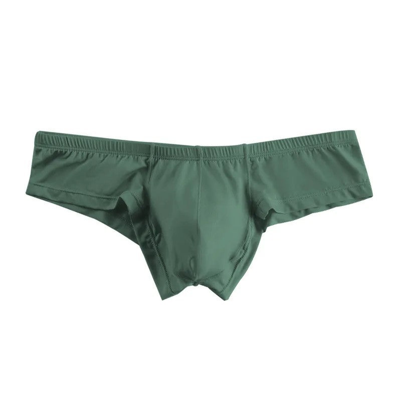 Men's Thin Low-Rise Stretch Comfortable Briefs Underwear with Contoured Pouch in Dark Green