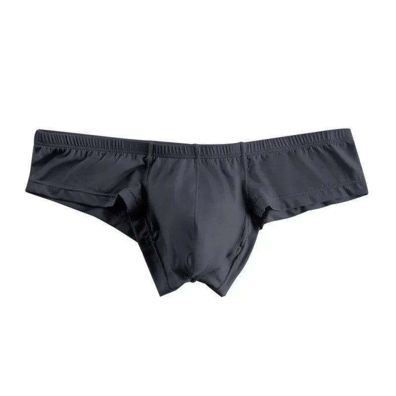 Men's Thin Low-Rise Stretch Comfortable Briefs Underwear with Contoured Pouch in Gray