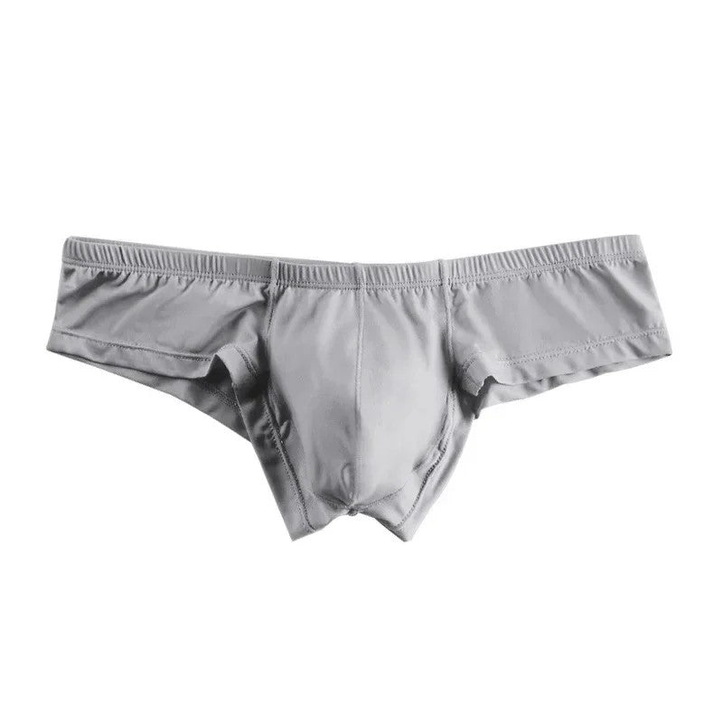 Men's Thin Low-Rise Stretch Comfortable Briefs Underwear with Contoured Pouch in Light Gray