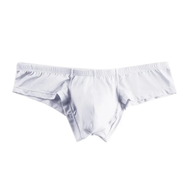 Men's Thin Low-Rise Stretch Comfortable Briefs Underwear with Contoured Pouch in White