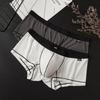 Men's Ultra Thin Ice Silk Boxer Briefs Underwear with U-Pouch Design