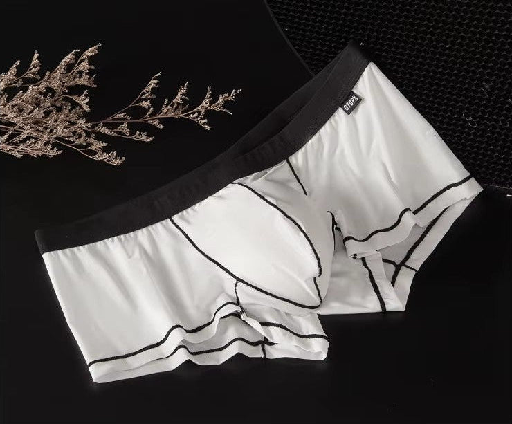 Men's Ultra Thin Ice Silk Boxer Briefs Underwear with U-Pouch Design in White
