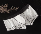 Men's Ultra Thin Ice Silk Boxer Briefs Underwear with U-Pouch Design in White