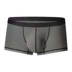 Men's Ultra Thin Ice Silk Boxer Briefs Underwear with U-Pouch Design in Gray