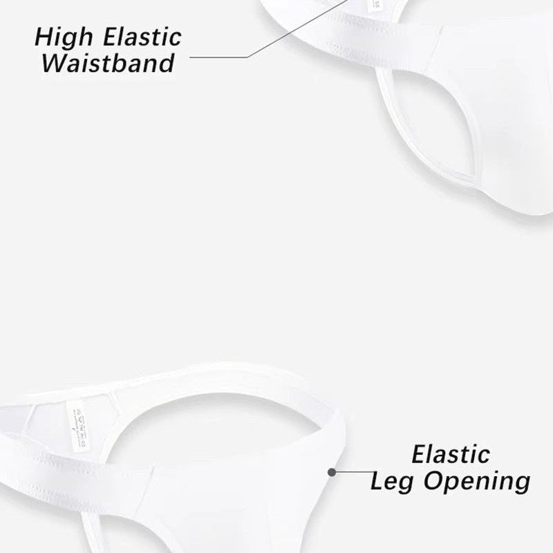 Men's Ultra-Thin Stretch Ice Silk Thong Underwear with Contoured Pouch