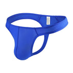 Men's Ultra-Thin Stretch Ice Silk Thong Underwear with Contoured Pouch in Blue