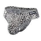 Men's White Leopard Print Contour Pouch Bikini Briefs