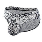 Men's White Leopard Print Contour Pouch Briefs