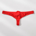 Men's Breathable Ice Silk Thong Underwear with Supportive Pouch in Red by Urban Tendency
