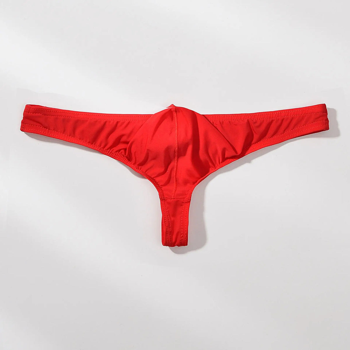 Men's Breathable Ice Silk Thong Underwear with Supportive Pouch in Red by Urban Tendency