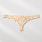 Men's Breathable Ice Silk Thong Underwear with Supportive Pouch in Beige by Urban Tendency