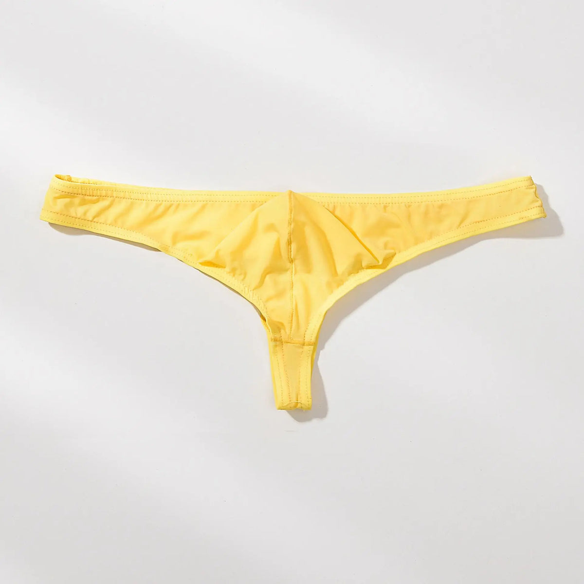 Men's Breathable Ice Silk Thong Underwear with Supportive Pouch in Yellow by Urban Tendency