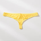 Men's Breathable Ice Silk Thong Underwear with Supportive Pouch in Yellow by Urban Tendency