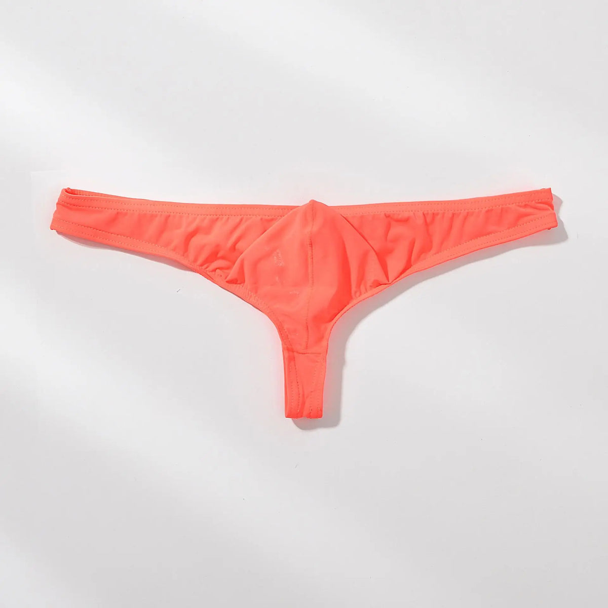 Men's Breathable Ice Silk Thong Underwear with Supportive Pouch in Orange by Urban Tendency