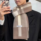Men's Elegant Classic Long Plaid Patchwork Winter Scarf