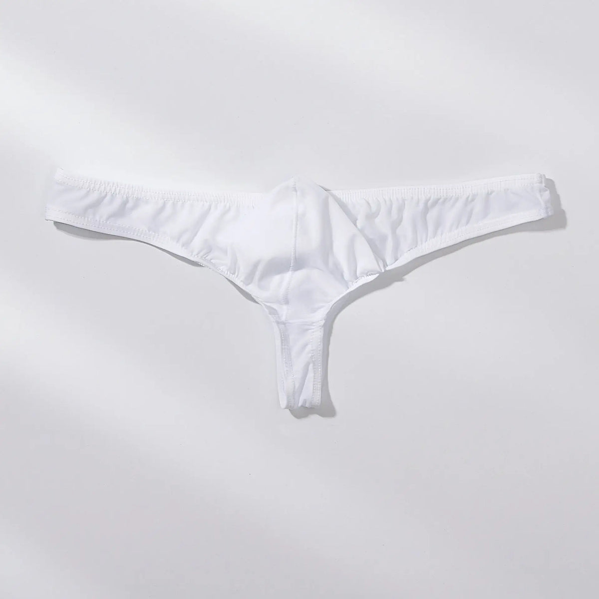 Men's Breathable Ice Silk Thong Underwear with Supportive Pouch in White by Urban Tendency