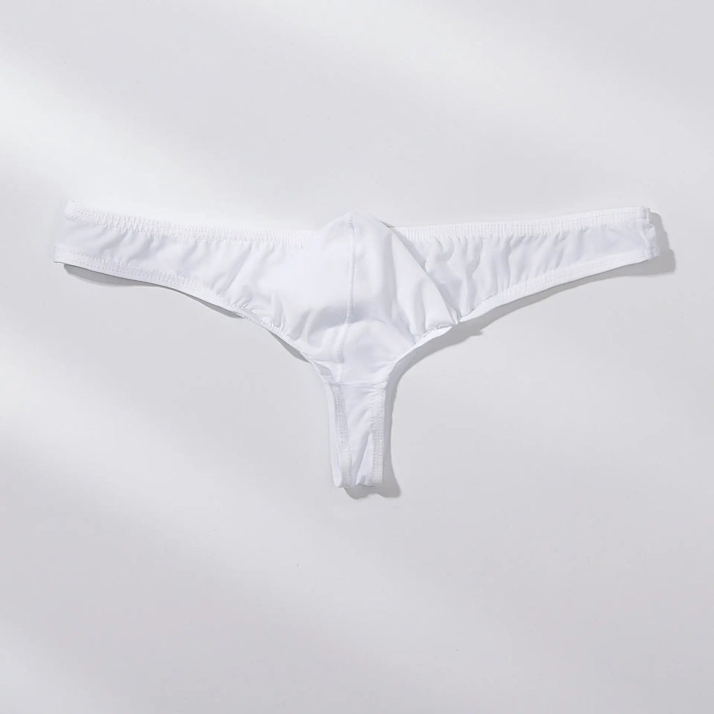 Men's Breathable Ice Silk Thong Underwear with Supportive Pouch in White by Urban Tendency