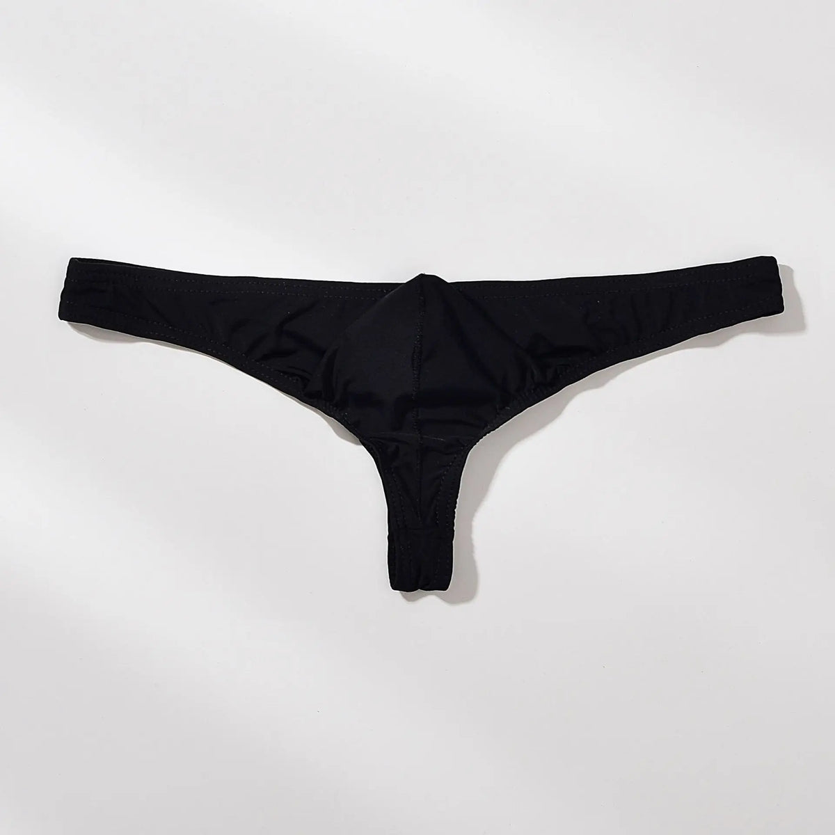 Men's Breathable Ice Silk Thong Underwear with Supportive Pouch in Black by Urban Tendency